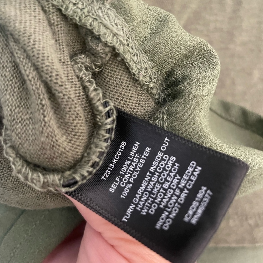 Linen Anthropologie sanctuary olive army green flowy ruched sleeve muscle tee XS - Picture 5 of 6